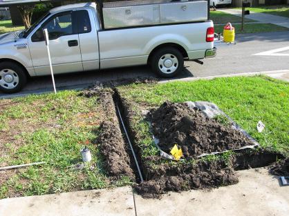 Replacing a zone with new pipe during a Haltom City sprinkler repair job